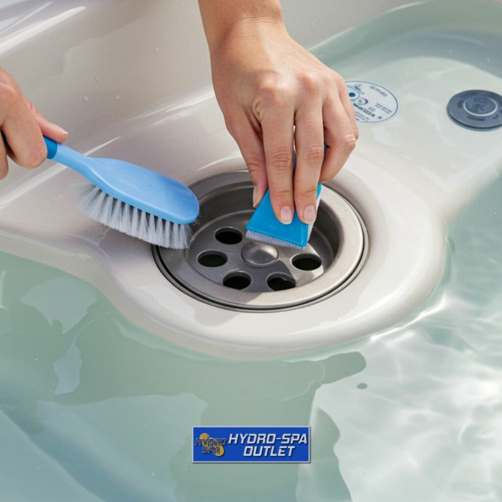 Hot tub drain and cleaning